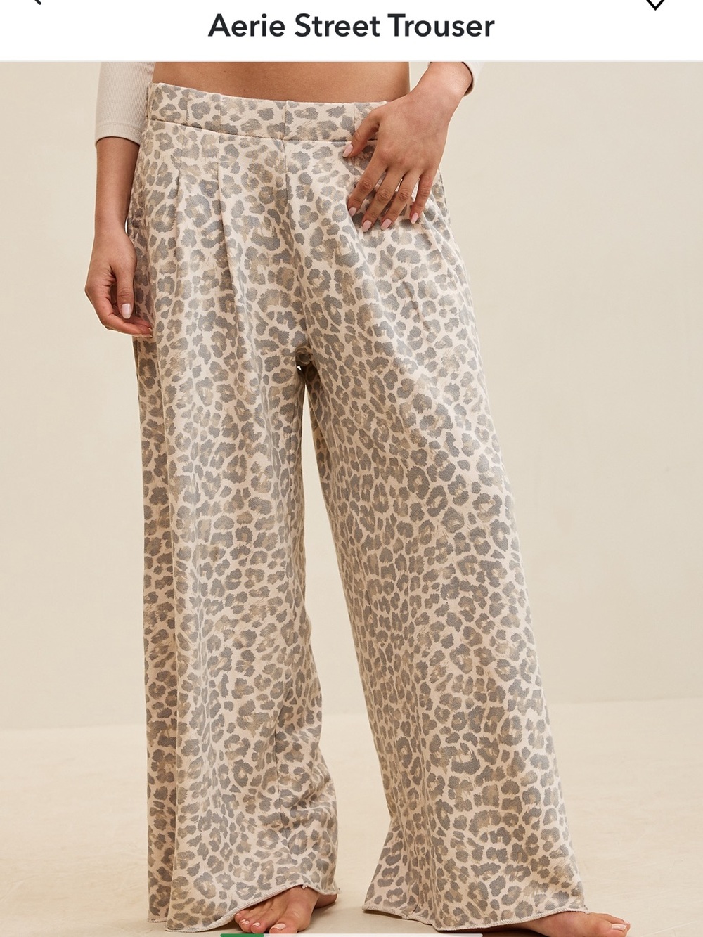 aerie leopard wide leg street trousers